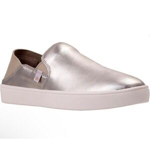 Spenco Saylor Womens 5.5 Metallic Champagne Leather Orthotic Slip On Sneaker NEW